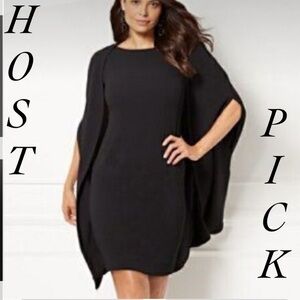 NWT EVA MENDES Black Two-Piece Cape Dress